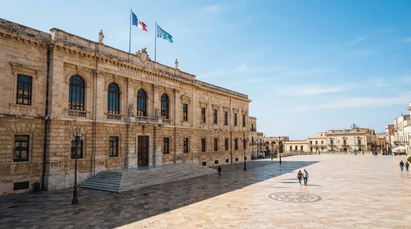 Palazzo istituzionale con bandiere al vento in una piazza soleggiata — casino online con algoritmo unbiased