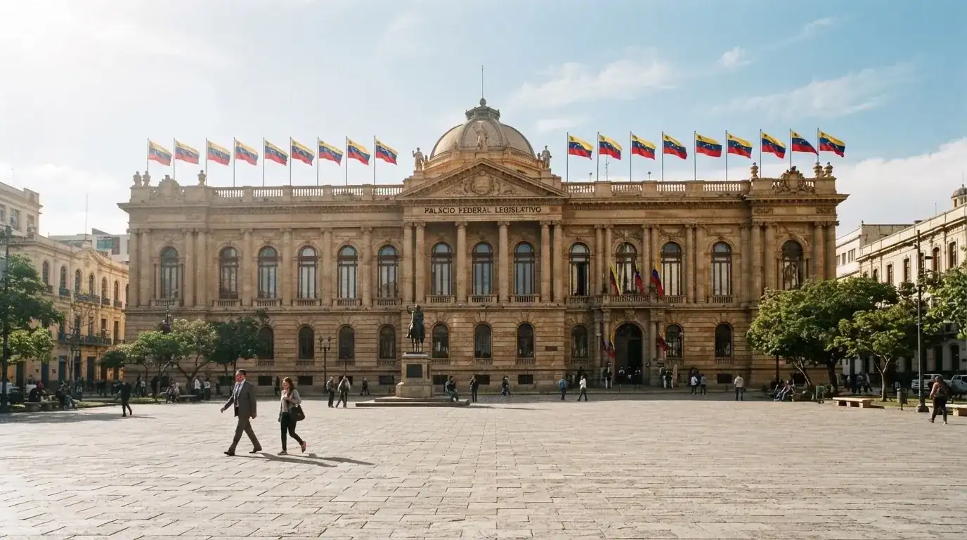 Palazzo istituzionale con bandiere al vento in una piazza soleggiata — casino online italiani senza autoesclusione